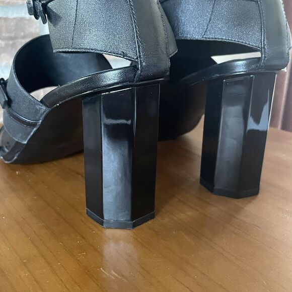 Donald J Pliner Edie Open Toe Size 8 Pumps Sandals Heels Black Italian Leather - Picture 10 of 14